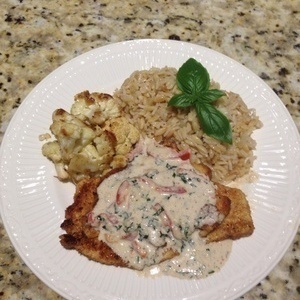 Grilled Chicken with Basil Parmesan Cream Sauce
