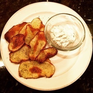 Dill & Onion Red Potato Chips with Lemon Goat Cheese Dip 